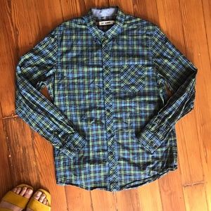 Ben Sherman Navy & Green Plaid Button-Down